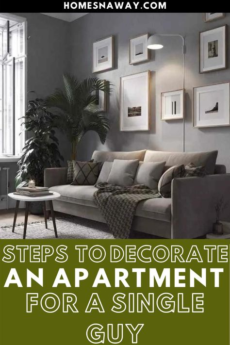 How To Decorate A Guys Apartment, Mans Apartment Decor Masculine Interior, Single Man Living Room Ideas, Living Room For Men Masculine Interior, Single Guy Apartment Decor, Manly Apartment Decor, Guy Apartment Decor, Guys Apartment Decor Living Room, Christmas Decorations Living Room Cozy