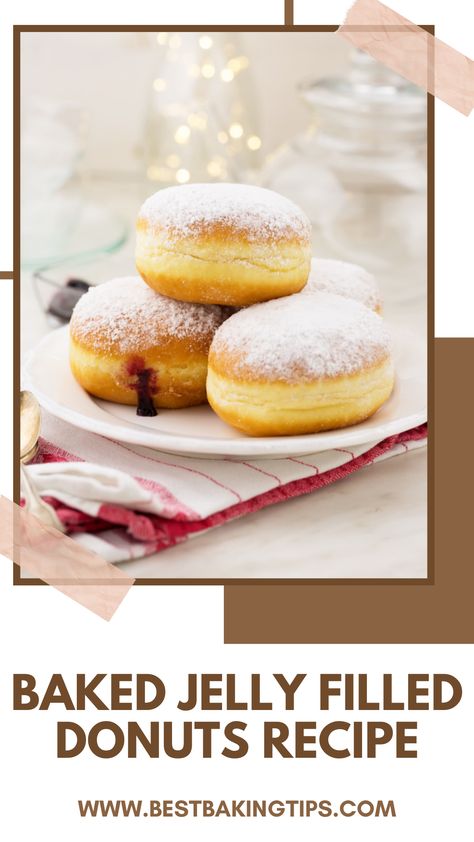 baking recipes, donuts, donut recipes, baking donuts, best baking tips Baked Long John Donut Recipe, Baked Jelly Filled Donuts Recipe, Homemade Filled Donuts Recipe, Glaze For Donuts Easy, Jelly Filled Donuts Recipe, Jelly Donut Recipe, Donut Recipe No Yeast, Jelly Donuts Recipe, Healthy Jelly