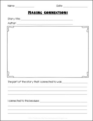 Making Connections  Are you looking for a quick activity that will allow your students to show a connection to a story? This graphic organizer does just that with VERY little prep on your part! You can use it with any book and it can be easily used to differentiate your lesson.  Student can complete the whole page if you desire or they can just work on the picture part if writing is a challenge for them. Either way this page can be used with any student in any grade (even my 5th graders like to Making Connections Activities, Reading Connections, Text Connections, Reading Interventionist, Text To Self Connection, Teaching Lessons Plans, Kindergarten Activity, Text To Text Connections, Text To Self