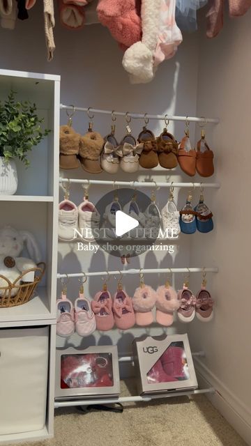 Mary C on Instagram: "Baby shoe organization🩰🎀  #babyshoes #babyshoeorganizer #babyshoeorganization #babyshoehacks #baby #babyideas #nestwithme #nesting #nestingtime #pregnancyjourney #pregnancyideas #nursery #nurserydecor #nurseryideas #nurseryhacks" Nursery Shoe Organization, Organize Baby Shoes, Baby Shoe Organization, Nursery Hacks, Shoe Organization, Hat Organization, Pregnancy Journey, Instagram Baby, Shoe Organizer