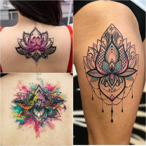 Lotus Mandala Tattoo - Lotus Tattoo Meaning - Lotus Tattoo Ideas - Lotus Tattoo Designs Mandala Tattoo Lotus, White Lotus Tattoo, Lotus Tattoo Meaning, Mandala Tattoo Meaning, Lotus Flower Tattoo Meaning, Tato Mandala, Lotusblume Tattoo, Lotus Mandala Tattoo, Tato Tradisional