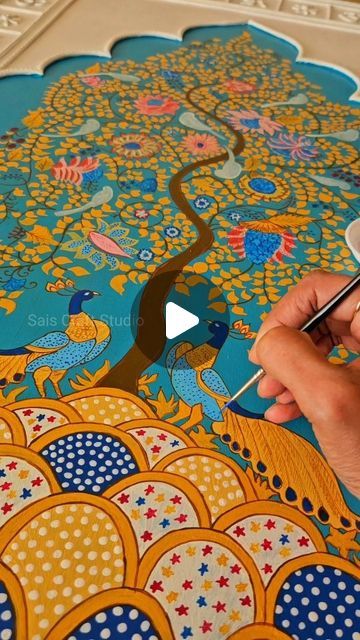 Peacock Madhubani Painting, Madhubani Art Peacock, Peacock Madhubani, Madhubani Paintings Peacock, Madhubani Paintings, Traditional Wall Decor, Tree Of Life Art, Madhubani Painting, Indian Home Decor