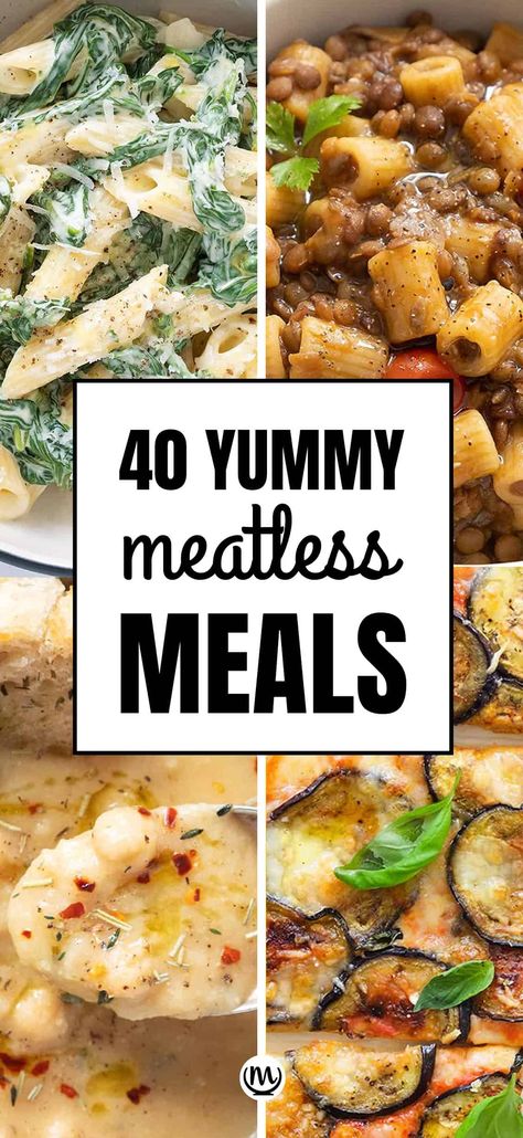 These 40+ easy meatless recipes are economical, amazingly delicious and perfect for your Meatless Monday! #meatlessmeals #meatlessdinners #meatlessdinnerideas #meatlessmonday Meatless Soup Recipes, Meatless Meals Easy, Meatless Soups, Vegetarian Casserole Recipes, Meatless Monday Dinner, Simple Family Meals, Lent Recipes, Easy Vegetarian Dinner, Meatless Monday Recipes