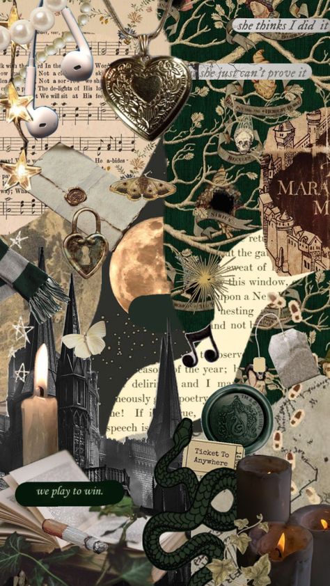 #slytherin #harrypotter #green #books #movies #vibes #wallpaper #vintage Marauders Journal, Harry Potter Iphone Wallpaper, Life At Hogwarts, Aestethic Wallpaper, Scrapbook Aesthetic, Slytherin Vibes, Slytherin Wallpaper, The Black Family, Harry Potter Iphone