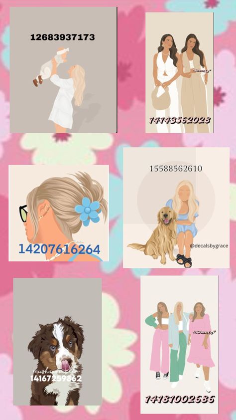 Berry Ave Codes, Family Picture Drawing, Illustrated Family Portrait, Modern Decals, Baby Decals, Bloxburg Decals Codes Aesthetic, Cute Family Pictures, Preppy Decal, Pic Code