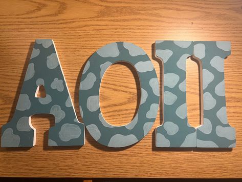 Aoii Paintings, Painted Sorority Letters, Aoii Letters, Greek Letters Painted, Sorority Letters Painted, Letters Sorority, Letter Art Design, Letter Ideas, Sorority Events