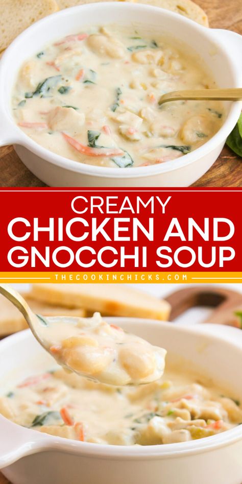 Warm up with this delicious and comforting Creamy Chicken and Gnocchi Soup recipe. Made with tender chicken, pillowy gnocchi, and a creamy broth, this soup is the perfect meal for a chilly day. Soup Chicken Gnocchi, Gnocchi Soup Olive Garden, Chicken And Gnocchi Soup, Chicken And Gnocchi, Soup Olive Garden, Gnocchi Recipes Soup, Olive Garden Chicken Gnocchi, Chicken Gnocchi Soup Olive Garden, Colorful Veggies