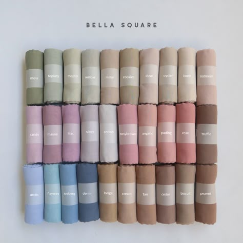 Bella Square Hijab Warna, Hijab Essentials, Rose Truffles, Colour Shade Card, Bella Square Hijab, Lehenga Designs Latest, Seamless Knitting Patterns, Colour Names, Medium Contrast