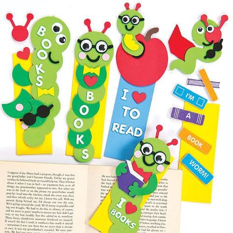 Bookmark Craft Kits | Baker Ross Foam Bookmarks, Homemade Bookmarks, I Love To Read, Library Activities, Childs Play, Bookmark Craft, Bookmarks Kids, Gift Box Template, Diy Bookmarks