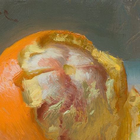 Hi! We are Adam & Andrea Clague, oil painters from Kansas City on Instagram: "This NEW PAINTING is a celebration of texture!  Oranges, with their layers of varying textures, are a visual feast. To capture the heavy rind over soft pith over juicy flesh, I literally painted one layer on top of another. I was careful to not completely cover the bottom layer, but instead to preserve areas of the pink flesh peeking through the blanket of pith. I loved capturing this rich display of depth and texture!  FOR MORE INFO about this painting, please comment “info” below!👇🏻   #claguefineart #fineart #oilpainting #stilllife #stilllifepainting #orignalart" Adam Clague, Painting With Fabric, Spatula Painting, New Painting, Palette Knife Painting, Knife Painting, Oil Painters, Palette Knife, Still Life Painting