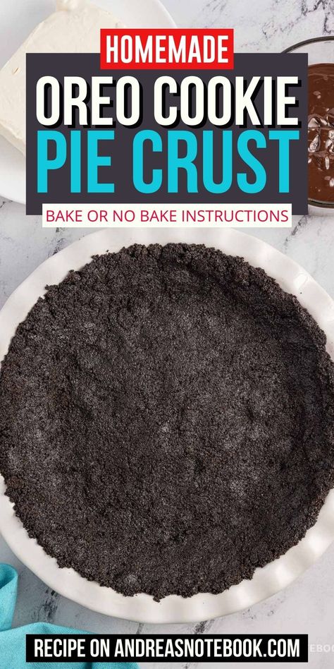 How to make an Oreo cookie pie crust recipe for no-bake pies or baked pies. Learn the pros and cons of baking or freezing. A chocolate Oreo pie crust is a great base for many kinds of pies. It's one of the easiest pie crusts and can be made as a no bake pie crust or you can bake it. There are benefits to both methods but you can't beat how quick and easy it is to make this Oreo pie crust recipe either way! Oreo Cookie Pie Crust Recipe, No Bake Pie Crust, Oreo Pie Crust Recipe, Chocolate Oreo Pie, Oreo Cookie Pie Crust, Cookie Pie Crust Recipe, Oreo Crust Recipe, Cookie Pie Crust, Oreo Cookie Pie