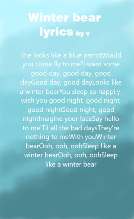 winter bear lyrics Winter Bear Lyrics, Winter Bear, Good Day, Good Night