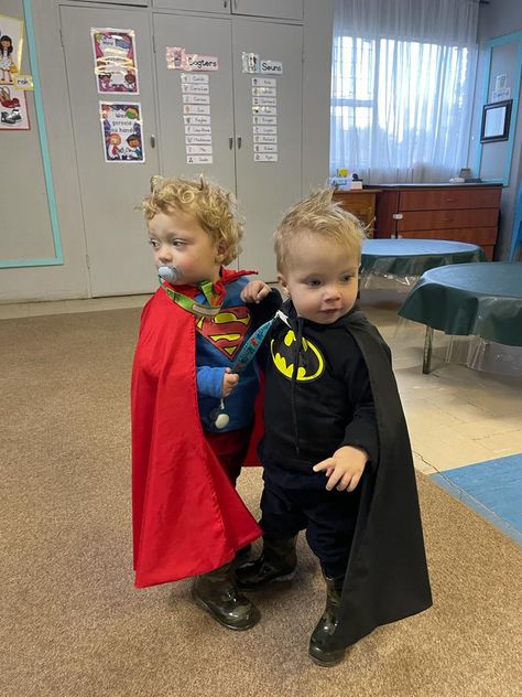 Batman & Superman Toddler Twin Costumes Twin Costumes, Twin Toddlers, Batman And Superman, Super Hero Costumes, Superman, Twins, Batman