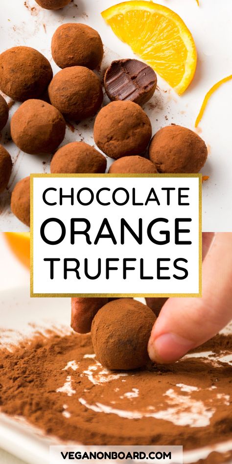 These vegan truffles are pefect for a Valentines day treat or gift to share with your loved ones! These chocolate orange truffles are made with fresh orange, and are dairy free and delicious. Chocolate Orange Truffles, Orange Truffles, Truffle Recipe Easy, Vegan Truffles, Dessert Truffles, Vegan Christmas Recipes, Vegan Baking Recipes, Truffle Recipe, Fresh Orange