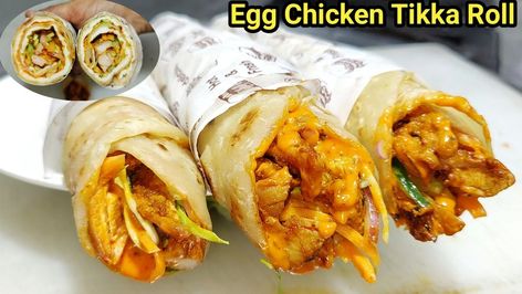 Chicken Egg Roll Recipe | chicken meat, egg roll | Chicken Egg Roll Recipe | By Cooking with chef | Facebook Chicken Tikka Roll, Chicken Kathi Roll, Achari Chicken, Kathi Roll, Egg Roll Recipe, Easy Flatbread, Chicken Egg Rolls, Egg Roll Recipes, Food Basket