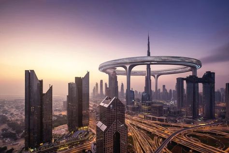 ZN Era proposes encircling Burj Khalifa with "continuous metropolis" Place Branding, World Architecture Festival, Sustainable City, Burj Al Arab, Urban Fabric, Biome, Luz Natural, Urban Area, Urban Planning