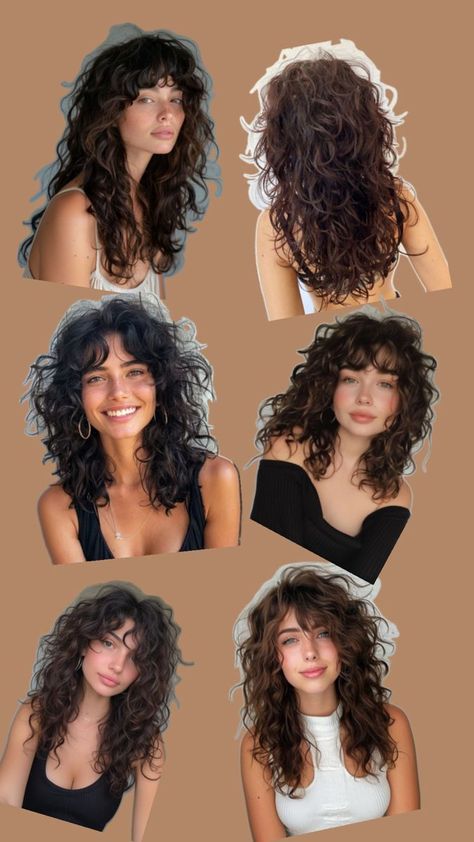 The shag haircut has made a major comeback, and it’s especially flattering on curly hair. This hairstyle is characterized by choppy layers and lots of volume, giving your curls an edgy, modern look. The curly shag is perfect for those who want to add texture and movement to their hair. It works well with medium to long hair, and the layers help to define your curls without making them too heavy. Pair this look with curtain bangs for a trendy finish. Curly Shag Haircut, Curly Cut, Curly Haircut, Natural Curly Hair Cuts, Layered Curly Hair, Curly Hair Inspo, Shaggy Haircuts, Curly Hair Photos, Curly Bangs