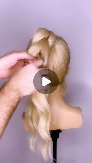 Joseph I'Anson on Instagram: "How to use a faux braid to create a textured bun? This super easy hair hack is great to achieve a sexy high bun in minutes….   Make sure you save for later 🩷  🤍 L’IMAGE Mannequin - “Denise” from @equip_the_creative use code Joseph10 at the checkout to get 10% off your order.   Styling Products: @revlonprofessionaluk  Inspired by @rjmarshall89  . . . . . . #hairvideos #hairvideo #hairup #updo #hairupdo #hairupdos #hairtutorial #hairtutorials #updotutorial #bridalha Long Hair High Updo, Funky Updos For Long Hair, Long Straight Hairstyles Updo, Piled High Updo, High Buns For Long Hair, How To Do High Bun, Easy High Updos For Long Hair, Up Does For Long Hair, Hair Ponytail Styles Wedding