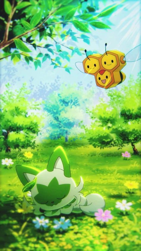 Pokemon Wallpaper Sprigatito, Grass Type Pokemon Wallpaper, Sprigatito Wallpaper, Pokemon Wallpaper Iphone, Pokemon Phone Wallpaper, Pokemon Show, Pokemon Aesthetic, Grass Type Pokemon, Dandelion Wallpaper