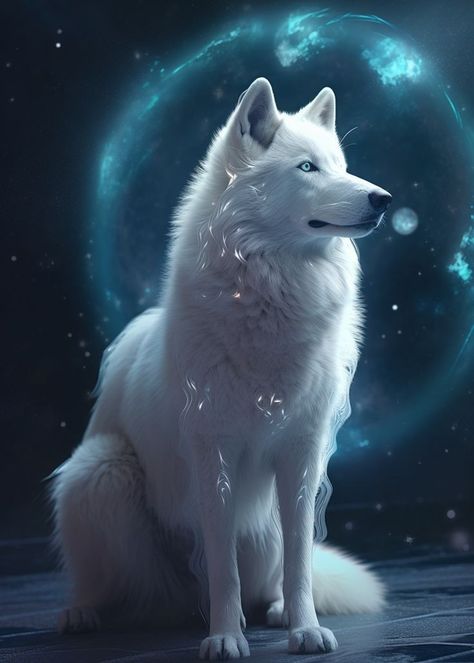 Wolf With Blue Eyes, Wolf Art Fantasy, Snow Wolf, Wolf Pup, Fantasy Wolf, Spirit Animal Art, Wolf Photos, Wolf Spirit Animal, Dire Wolf