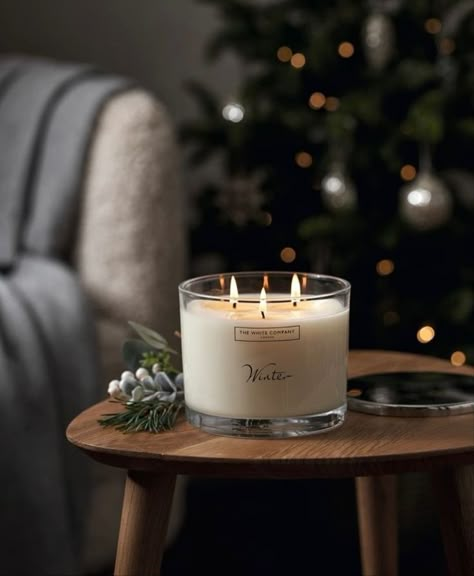 The White Company Candles, White Company Candle, White Company Aesthetic, Holiday Candle Photography, Winter Candle Aesthetic, Christmas Candles Aesthetic, Winter Candle Scents, White Company Christmas, Candle Photography Inspiration