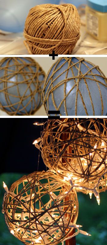 Diy Twine Lanterns, Grapevine Crafts, Twine Lanterns, Diy Lights, Twine Diy, Garden Lantern, Deck Decor, Art Walls, Dekor Diy