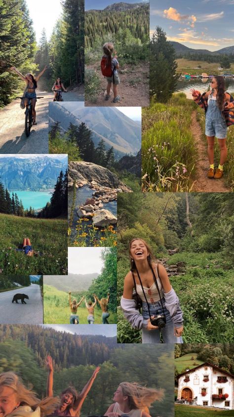 #mountains #girlhood #country Mountain Vision Board, Vision Board Examples, Nature Collage, Artsy Photos, Nature Photographer, Nature Hikes, Adventure Aesthetic, Mountain Life, Adventure Camping