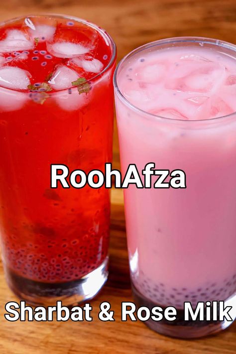 Roohafza Sharbat Recipe | Homemade Ruabja Sharbat | Rooh Afza Drink Roohafza Recipe, Chocolate Cake Shake, Squash Drink, Sharbat Recipe, Rooh Afza, Healthy Refreshing Drinks, Afternoon Tea Recipes, Rose Flavored, Refreshing Summer Drinks