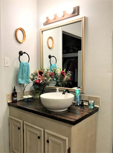 DIY Bathroom Vanity Light Makeover for $5 | Hometalk Upgrade Bathroom Vanity, Bathroom Vanity Light Makeover, Vanity Light Makeover, Small Double Sink Vanity, Upgrade Bathroom, Diy Bathroom Vanity Makeover, Vintage Bathroom Vanities, Lighting Makeover, Vanity Makeover