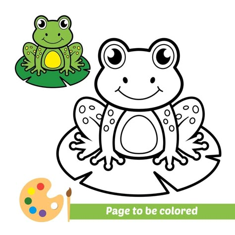 Coloring book for kids, frog vector Cute Frog Drawing, Frog Vector, Frog Coloring, Dog Clothes Patterns Sewing, Preschool Sight Words, Hello Sticker, Baby Crafts Diy, Wall Art Tutorial, Elephant Coloring Page