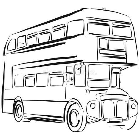 London Bus Vector Drawing stock illustration Double Decker Bus Drawing, Squishmallow Coloring Pages, London Double Decker Bus, Bus Drawing, London Drawing, London Illustration, Famous Architecture, Decker Bus, Mixed Media Art Canvas