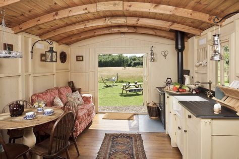 Shepherds Hut Interior, Hut Interior, Glamping Site, Luxury Lodge, Shepherds Hut, Tiny Spaces, Tiny House Cabin, Tiny House Living, Tiny House Design