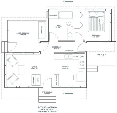 Plan #486-2 - Houseplans.com Contemporary Floor Plans, Small House Living, Small Floor Plans, Modern Style House Plans, Small House Plan, Contemporary Floor, Contemporary House Plans, Tiny House Movement, Modern House Plan