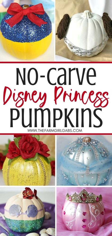 Princess Pumpkins, Disney Halloween Pumpkin, Halloween Pumpkin Ideas, Disney Pumpkin Painting, Princess Pumpkin, Princess Painting, Character Pumpkins, Pumpkin Decorating Contest, No Carve Pumpkin Decorating