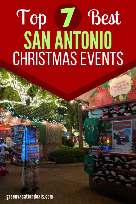 If you are looking to spend time in San Antonio, Texas this Christmas season, then here are 7 great holiday-themed events. Whether you plan to go solo, with your family or with your friends, we know you’ll have a great time at least one of these events! And if you click through our links, you can get great discounts & deals for these events: Holiday in the Park at Six Flags Fiesta, SeaWorld's Christmas Celebration, Zoo Lights, Nutcracker, Ripley’s Christmas Town... #SanAntonio #Texas #Christmas San Antonio Christmas, Christmas Scrooge, San Antonio Vacation, Best Family Vacation Spots, San Antonio Zoo, Christmas Activities For Families, Zoo Lights, San Antonio Riverwalk, Texas Christmas