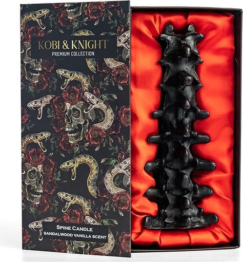 Amazon.com: Kobi & Knight Spine Candle - Sandalwood Vanilla Scented Creepy Candles for Gothic Decor Gift - Black Spooky Vertebra Candle - Goth Decoration for Halloween - Large 8" Witchy Candle : Home & Kitchen Gifts For Goths, Modern Goth Home Decor, Dark Academia House Interior, Gothic Home Decor Modern, Goth House Interior, Elegant Gothic Decor, Whimsical Gothic Decor, Boho Goth Decor, Dark Halloween Decor