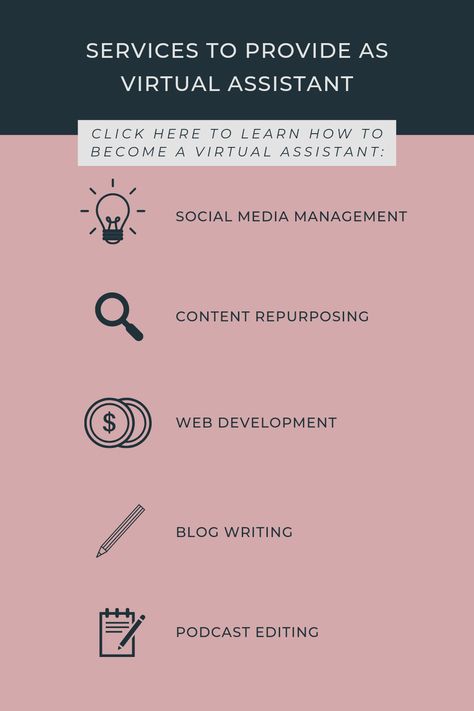 Are you a Virtual Assistant or do you want to learn how to become a Virtual Assistant? Here are just few of the services to can offer. Whether your new or have basic experience of being a Virtual Assistant. Click here for this FREE class where you can learn how to become a virtual assistant or gain more skills to further your knowledge. Virtual Assistant Portfolio, Become A Virtual Assistant, Virtual Assistant Tools, Podcast Editing, Web Development Course, Web Design Course, Virtual Assistant Jobs, Virtual Assistant Business, Virtual Assistant Services