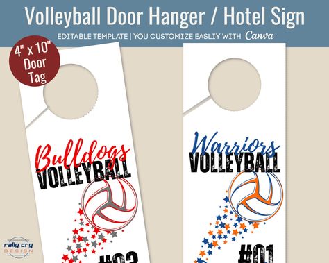 Volleyball Hotel Door Signs, Volleyball Door Signs Hotel, Volleyball Locker Signs, Volleyball Bedroom, Cheer Gift Bags, Hotel Door Hanger, Volleyball Signs, Volleyball Locker, Hanger Game