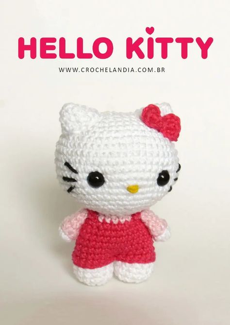 Hello Kitty - Crochelandia - Rose Nogueira - ENG - Comp | PDF | Crochet | Figured Fabrics Hello Kitty Crochet, Crochet Deer, Easy Crochet Animals, Mode Crochet, Kawaii Crochet, Toy Art, Baby Gym, Hello Kitty Plush, Fun Crochet Projects