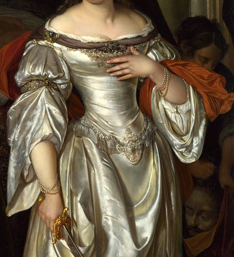 wonderwarhol: “Detail of Judith, 1678, by Eglon Hendrick van der Neer (1634-1703) ” Era Victoria, Gaun Abad Pertengahan, Classic Portraits, Beauty Standards, Classical Art, Historical Dresses, Historical Fashion, Fashion History, Pretty Art