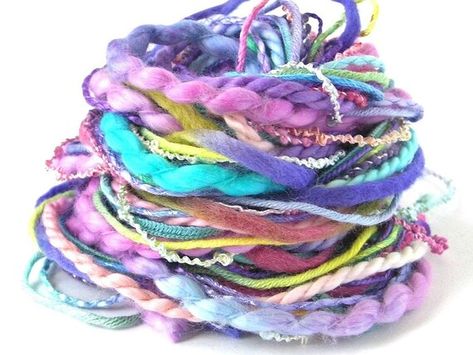 Pastel Princess, Unique Yarn, Novelty Yarn, Handwoven Scarf, Art Yarn, Pink Pastel, Bulky Yarn, Handspun Yarn, Unusual Gifts