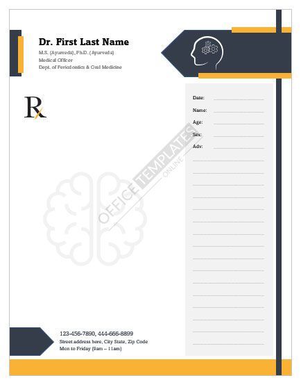 Beautiful Psychiatrist Prescription Letterhead Pad Design in MS Word Doctor Pad Design, Medical Prescription Design Creative, Doctor Letterhead Design, Medical Card Design, Prescription Pad Design Doctors, Medical Prescription Design, Doctor Prescription, Letter Heads, File Cover