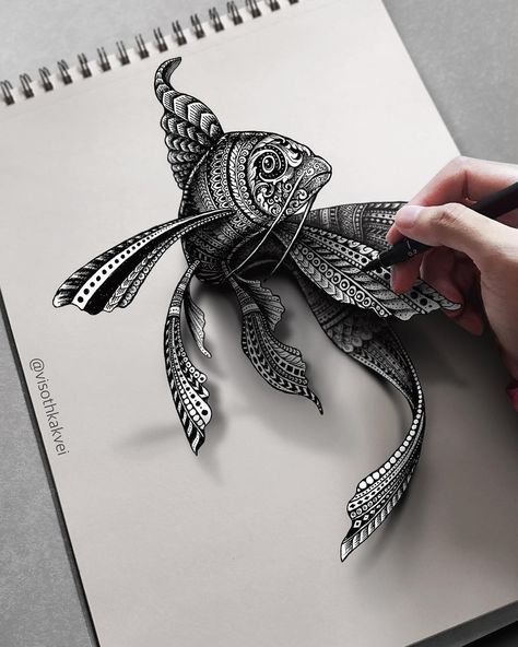 Zantangle Art, Illusion Drawings, 3d Art Drawing, Pen Art Drawings, Doodle Art Drawing, Cool Pencil Drawings, Mandala Art Lesson, Zentangle Drawings, 3d Drawings