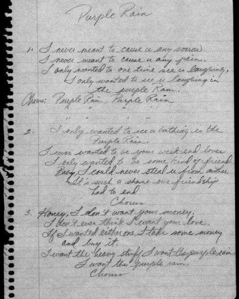 Purple Rain Lyrics, Handwritten Lyrics, Prince Lyrics, Nice Handwriting, Ear Candy, Purple Rain, Classic Rock, Old Internet, Handwriting