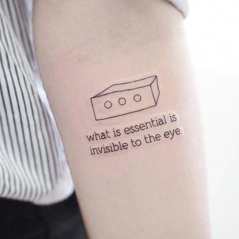 Small Tattoo Literature Tattoos, Little Prince Tattoo, Little Prince Quotes, Prince Tattoos, Cute Text, Movie Tattoos, Tattoos Geometric, Line Work Tattoo, Little Prince