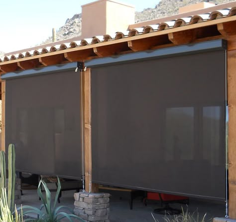 Porch Shades, Outdoor Covered Patio, Outdoor Blinds, Patio Shade, Privacy Screens, Casa Exterior, Windows Exterior, Cool Ideas, Pergola Shade