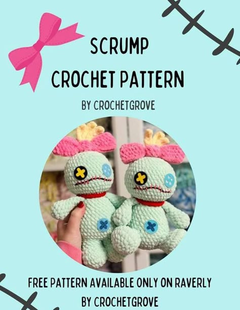 Scrump Crochet Pattern, Simple Crochet Stitches, Crochet Pour Halloween, Disney Crochet Patterns, Stitches Crochet, Baby Octopus, Popular Crochet, Quick Crochet Patterns, Crochet Animals Free Patterns