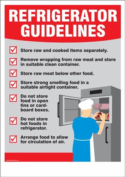 Refrigerator Guidelines Kitchen Hygiene Posters, Food Hygiene Posters, Haccp Plan Food Safety, Kitchen Safety Posters, Food In Refrigerator, Kitchen Safety Rules, Food Safety Posters, Food Safety And Sanitation, Food Safety Training