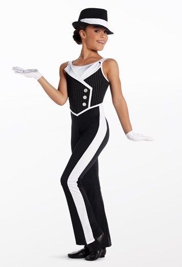 Pinstripe Jumpsuit Jazz Costume | Weissman® Pinstripe Jumpsuit, Jazz Costumes, Short Gloves, Jazz Dance Costumes, Jazz Dance, Dance Fashion, Dance Poses, Womens Size Chart, Dance Costumes