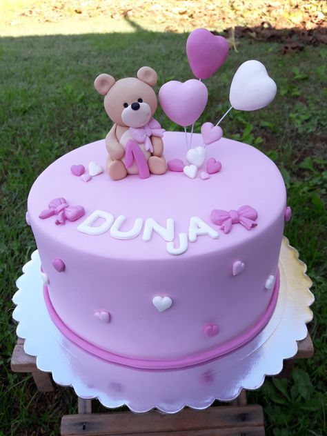 Purple Birthday Cake For Girls Kids, Cake Designs For Girls Kids, Baby Girl Cake Design, 1st Birthday Cake Designs, Teddy Bear Birthday Cake, Teddy Cake, Teddy Cakes, Cake Designs For Girl, Teddy Bear Cake